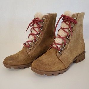 Women's Sorel Phoenix Brown Short Lacy Cozy Boots Waterproof LL3652-286 Size 9